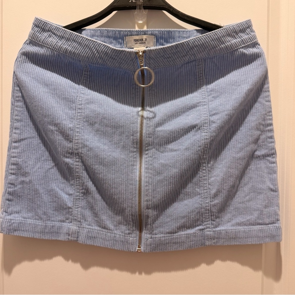 Forever 21 Baby Blue Corduroy Mini Skirt, Sz L